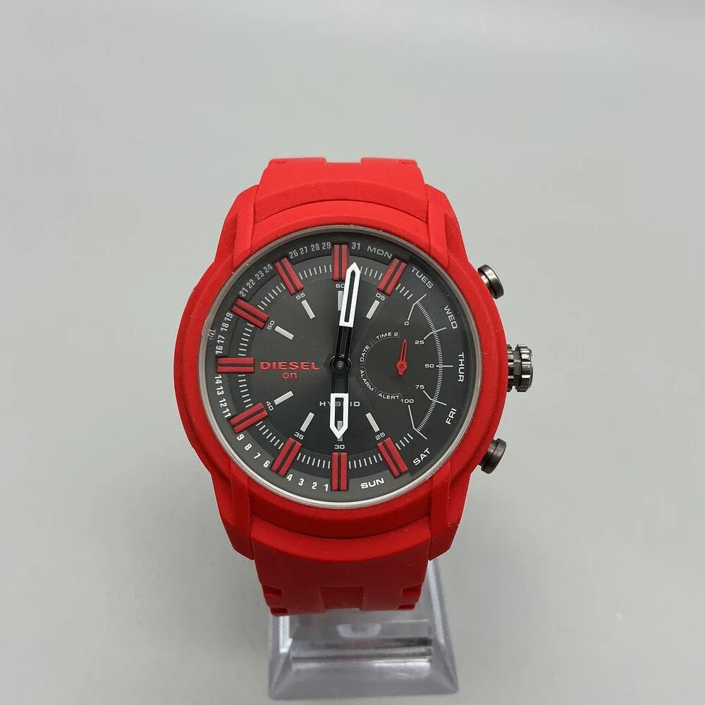 Diesel On Armbar Hybrid Smartwatch Mens Watch 44mm Red Silicone New Battery